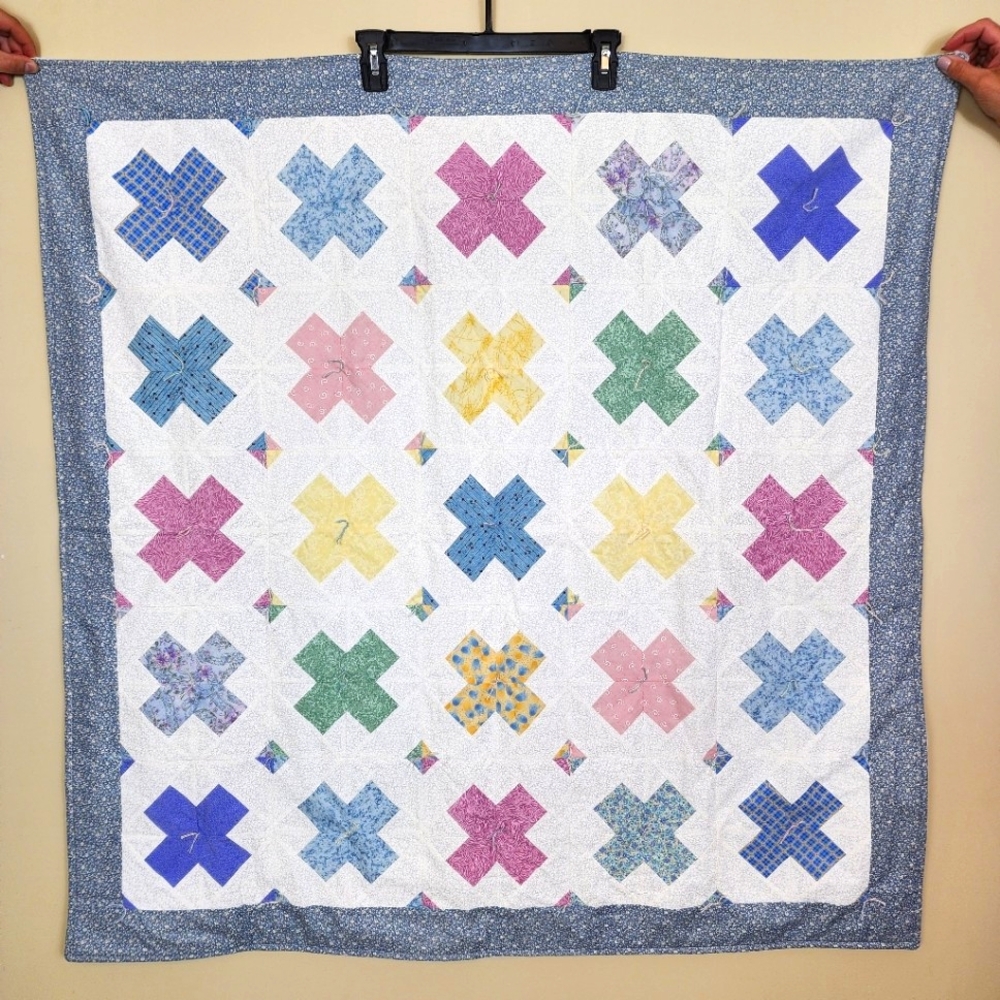 Handmade Baby Quilt Medium Weight Soft Fuzzy Plush Minky Backing X Plus Pattern